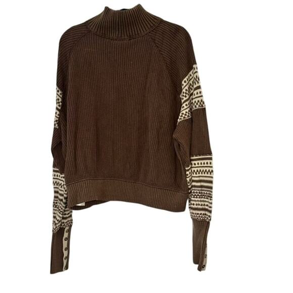Free People - Tribal Beige/Brown Collared Top - S - Picture 4 of 4